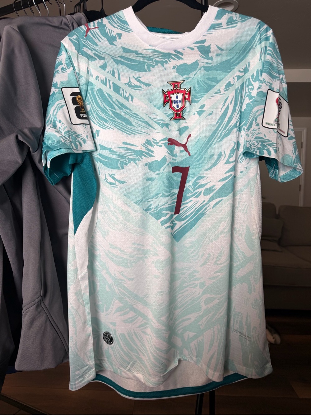Ronaldo Puma Portugal Men's Teal & White No.7 Soccer Jersey